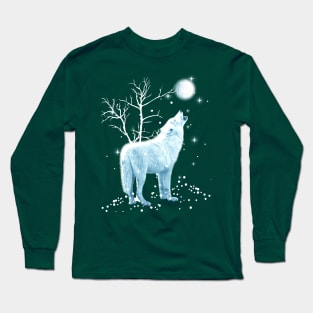 White Wolf Winter Moon Long Sleeve T-Shirt